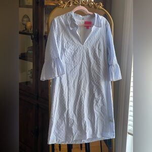Lilly Pulitzer Ginger Blue and White 100% Cotton striped Tunic Shirt dress